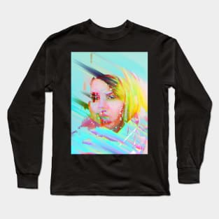 Glitch Girl Vaporwave Glitch Art Long Sleeve T-Shirt